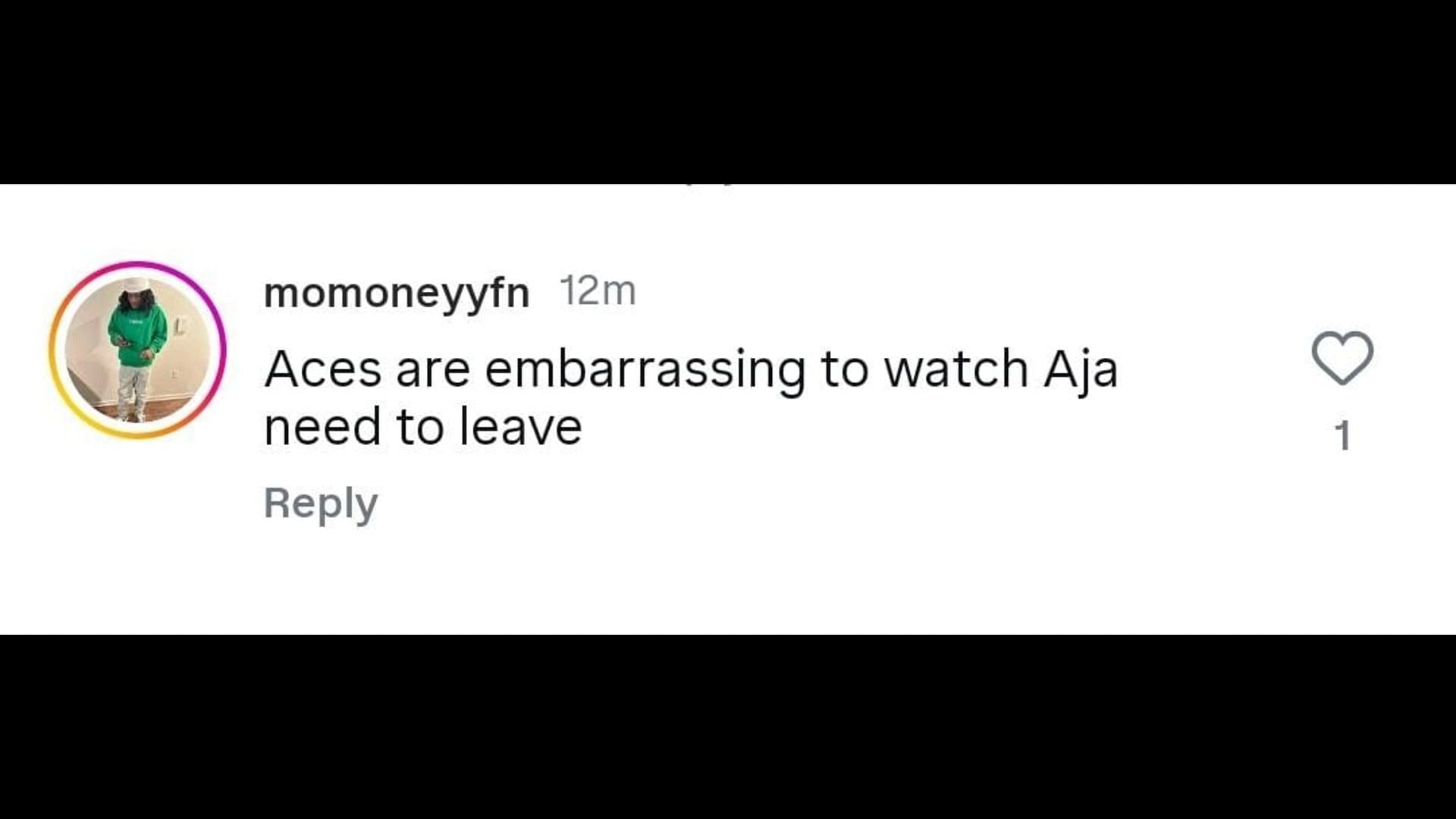 One fan is calling for A'ja Wilson to leave the Las Vegas Aces after their blowout loss to the Golden State Valkyries. Credit: WNBA/IG